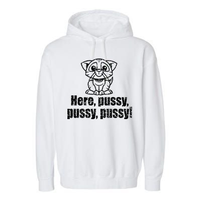 Here Pussy Pussy Pussy Cat Garment-Dyed Fleece Hoodie