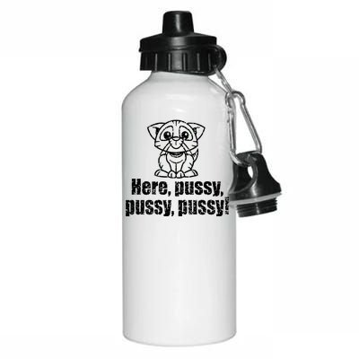 Here Pussy Pussy Pussy Cat Aluminum Water Bottle