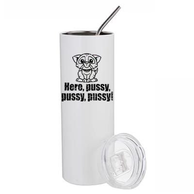 Here Pussy Pussy Pussy Cat Stainless Steel Tumbler