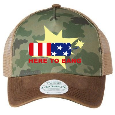 Here To Bang Independence Day 4th of July Legacy Tie Dye Trucker Hat