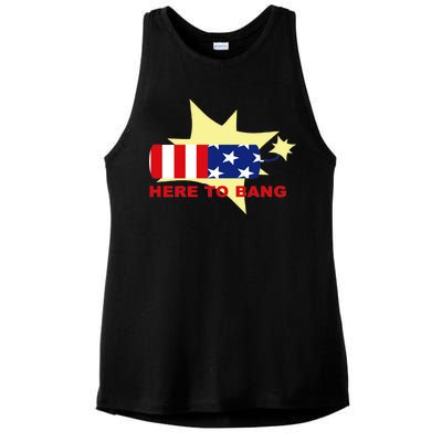 Here To Bang Independence Day 4th of July Ladies PosiCharge Tri-Blend Wicking Tank