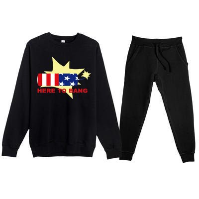 Here To Bang Independence Day 4th of July Premium Crewneck Sweatsuit Set