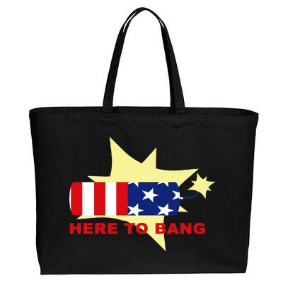 Here To Bang Independence Day 4th of July Cotton Canvas Jumbo Tote