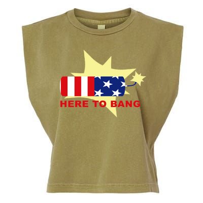 Here To Bang Independence Day 4th of July Garment-Dyed Women's Muscle Tee