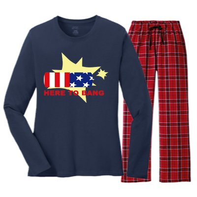 Here To Bang Independence Day 4th of July Women's Long Sleeve Flannel Pajama Set 