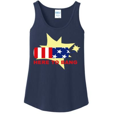 Here To Bang Independence Day 4th of July Ladies Essential Tank