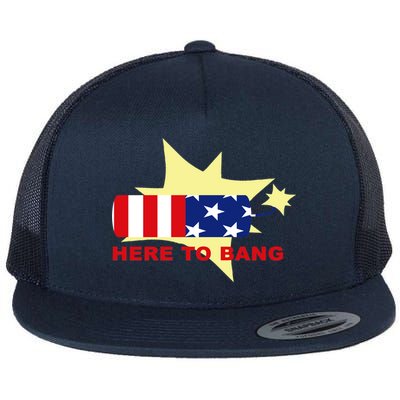 Here To Bang Independence Day 4th of July Flat Bill Trucker Hat