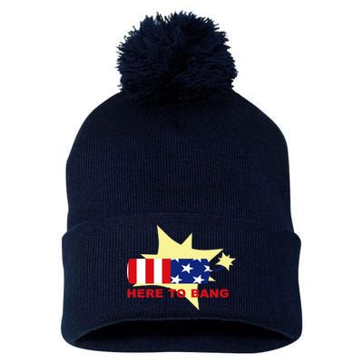 Here To Bang Independence Day 4th of July Pom Pom 12in Knit Beanie