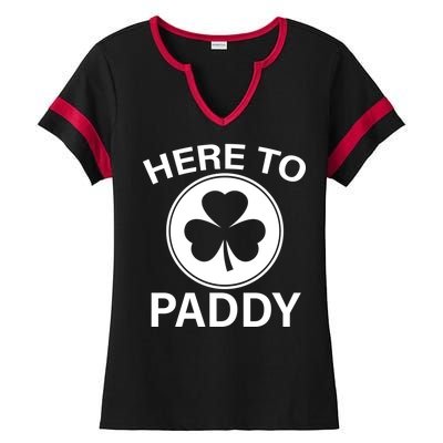 Here To Paddy Funny St Patricks Day Ladies Halftime Notch Neck Tee