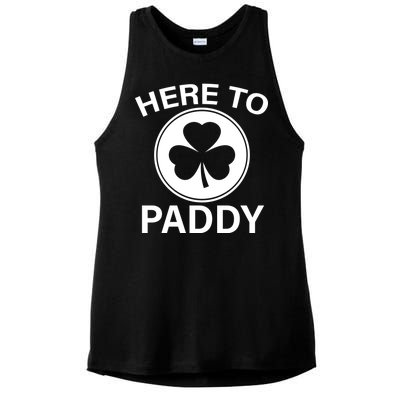 Here To Paddy Funny St Patricks Day Ladies PosiCharge Tri-Blend Wicking Tank