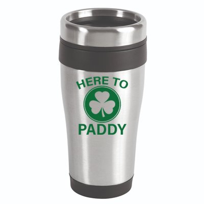 Here To Paddy Funny St Patricks Day 16oz Travel Tumbler