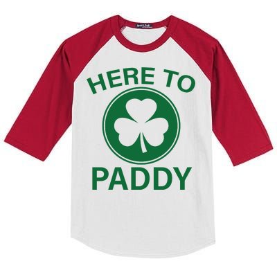 Here To Paddy Funny St Patricks Day Kids Colorblock Raglan Jersey