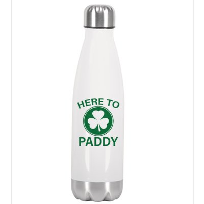 Here To Paddy Funny St Patricks Day Stainless Steel Insulated Water Bottle