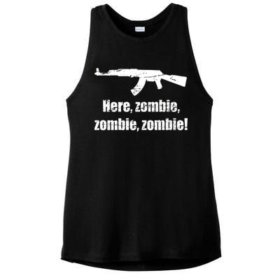 Here Zombie Zombie Zombie Ladies PosiCharge Tri-Blend Wicking Tank