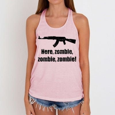 Here Zombie Zombie Zombie Women's Knotted Racerback Tank