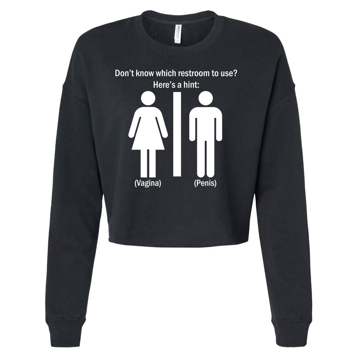 Here's A Hint Vagina Penis Cropped Pullover Crew