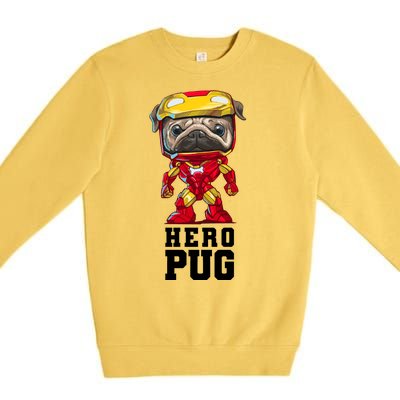 Hero Iron Pug Funny Spoof Premium Crewneck Sweatshirt