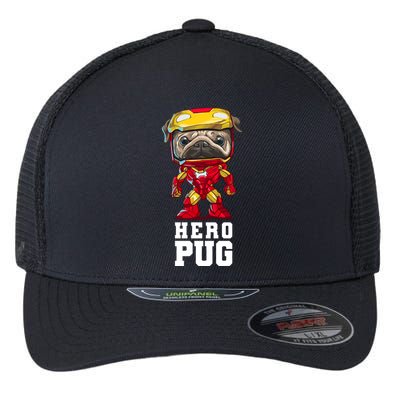 Hero Iron Pug Funny Spoof Flexfit Unipanel Trucker Cap
