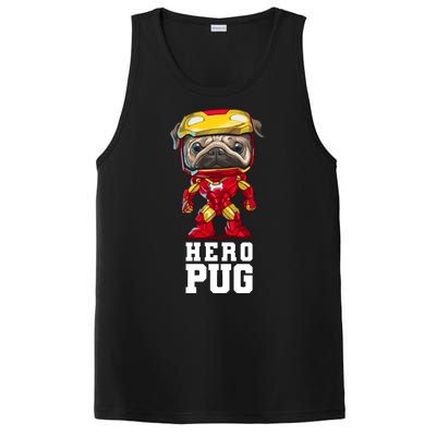 Hero Iron Pug Funny Spoof PosiCharge Competitor Tank