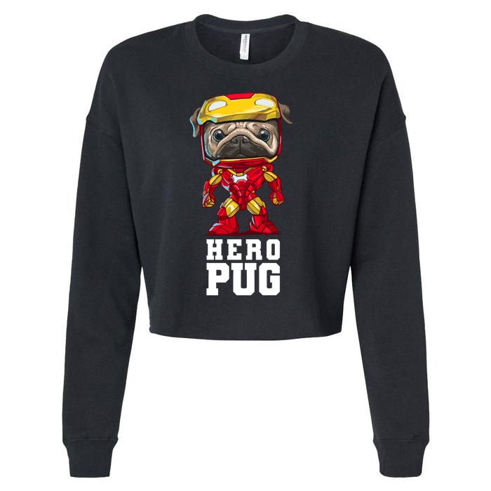 Hero Iron Pug Funny Spoof Cropped Pullover Crew