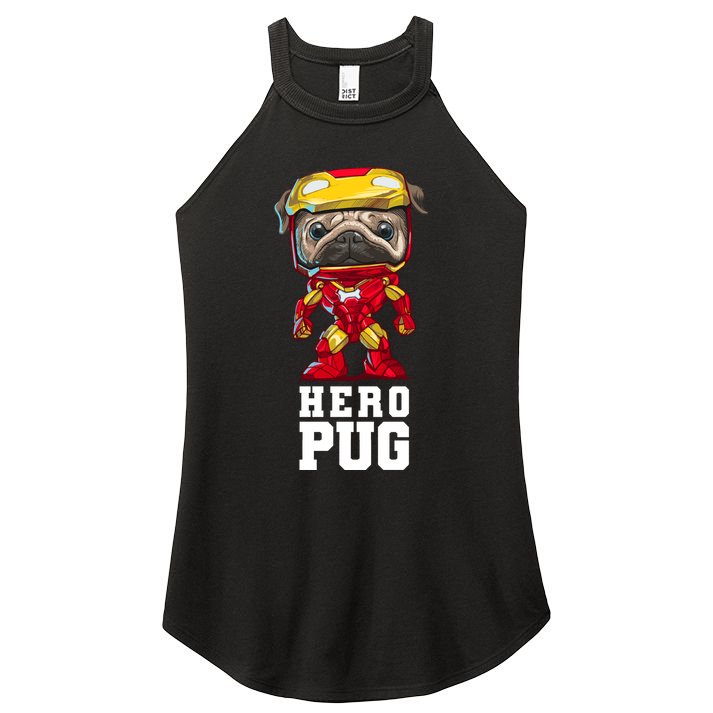 Hero Iron Pug Funny Spoof Women's Perfect Tri Rocker Tank