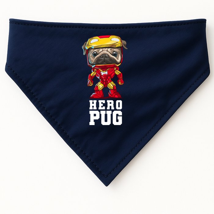 Hero Iron Pug Funny Spoof USA-Made Doggie Bandana