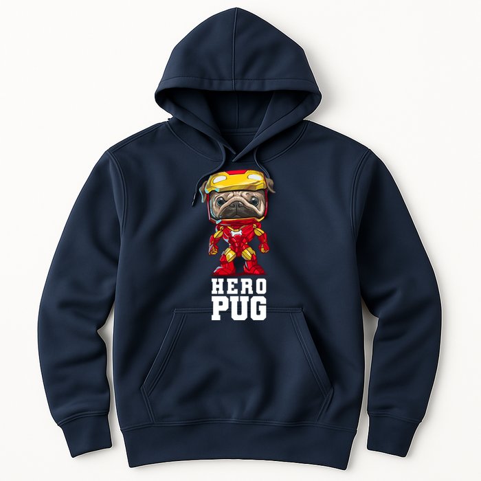 Hero Iron Pug Funny Spoof Hoodie
