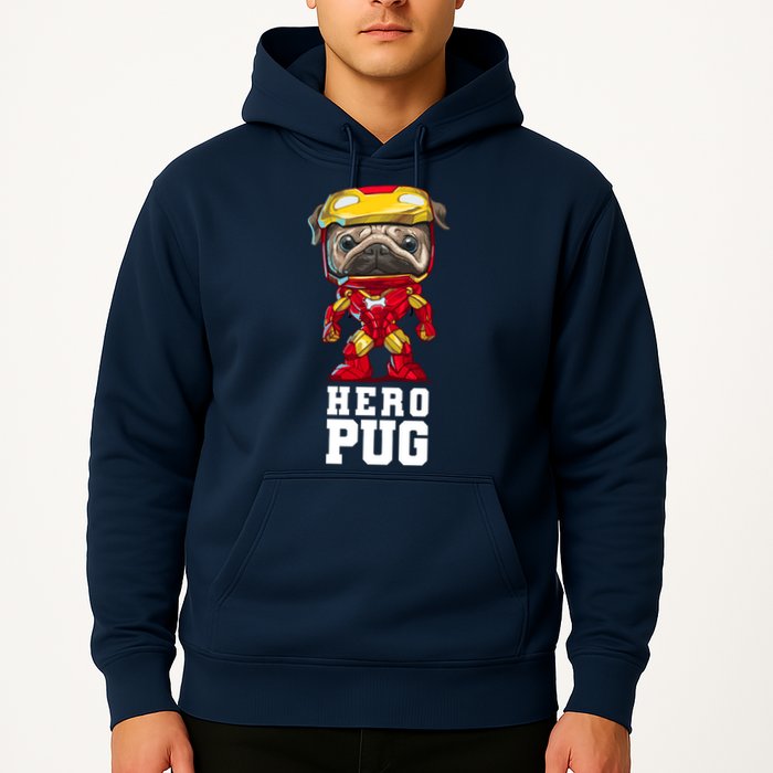 Hero Iron Pug Funny Spoof Hoodie