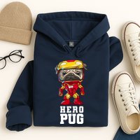 Hero Iron Pug Funny Spoof Hoodie