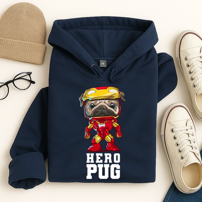 Hero Iron Pug Funny Spoof Hoodie