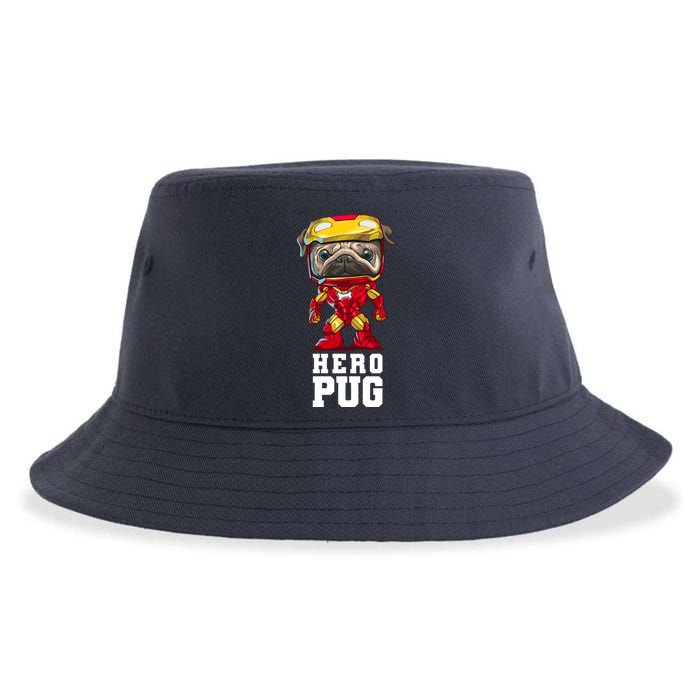Hero Iron Pug Funny Spoof Sustainable Bucket Hat
