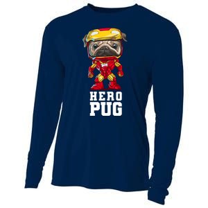 Hero Iron Pug Funny Spoof Cooling Performance Long Sleeve Crew