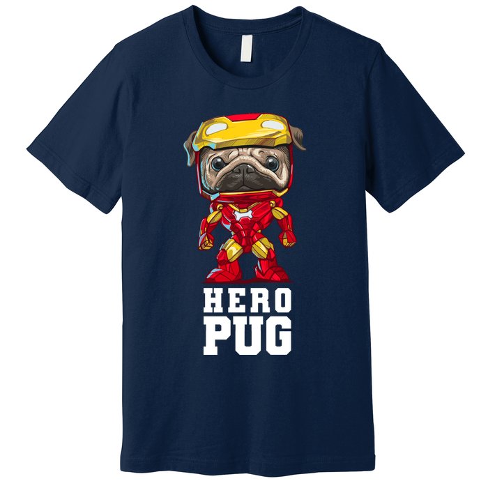 Hero Iron Pug Funny Spoof Premium T-Shirt