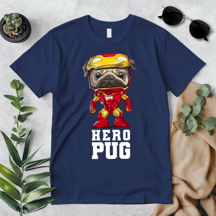 Hero Iron Pug Funny Spoof Premium T-Shirt