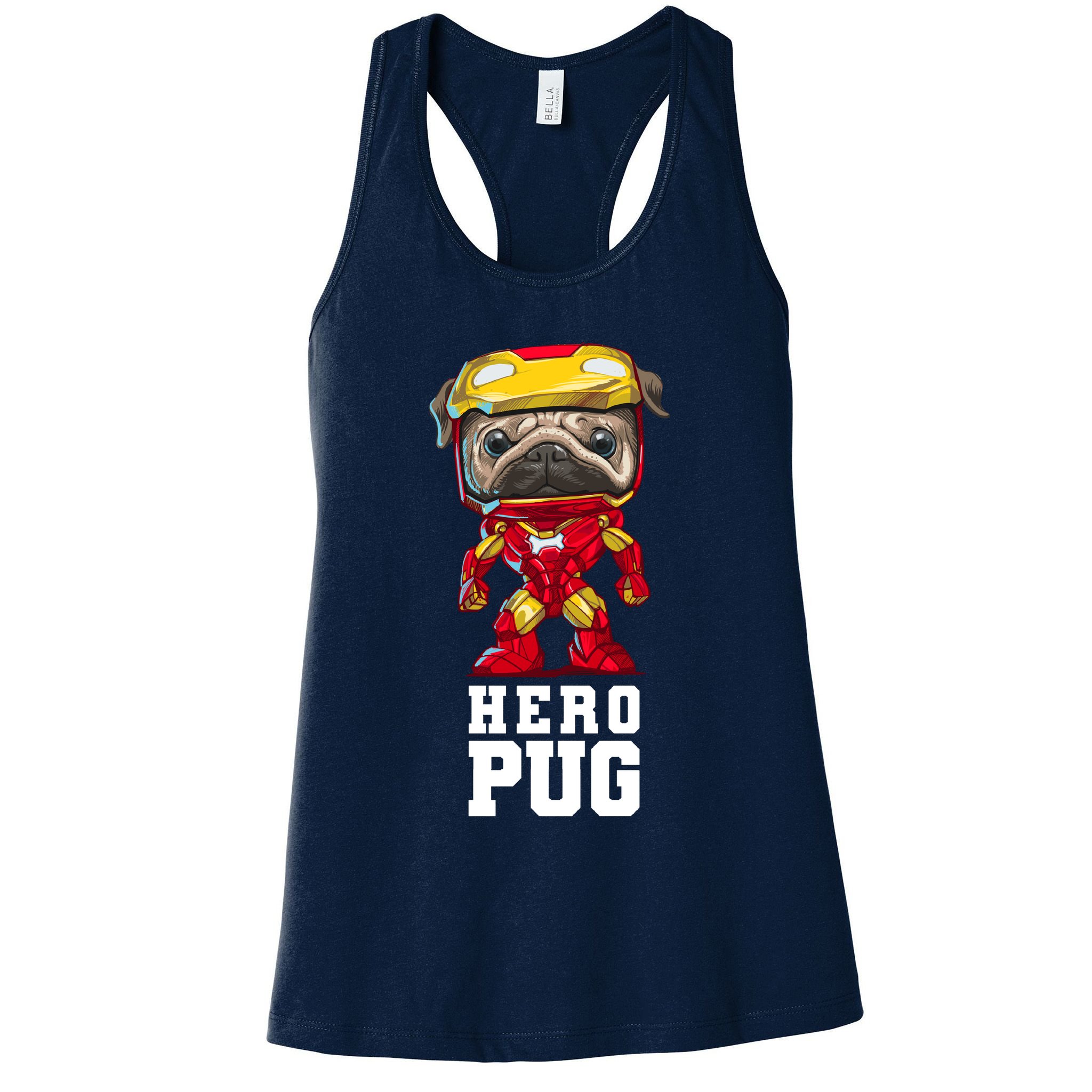 Hero Iron Pug Funny Spoof Womens Tank Top