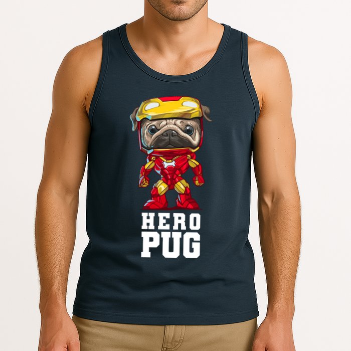 Hero Iron Pug Funny Spoof Tank Top