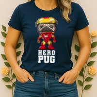 Hero Iron Pug Funny Spoof Womens T-Shirt