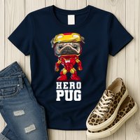 Hero Iron Pug Funny Spoof Womens T-Shirt