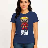 Hero Iron Pug Funny Spoof Womens T-Shirt
