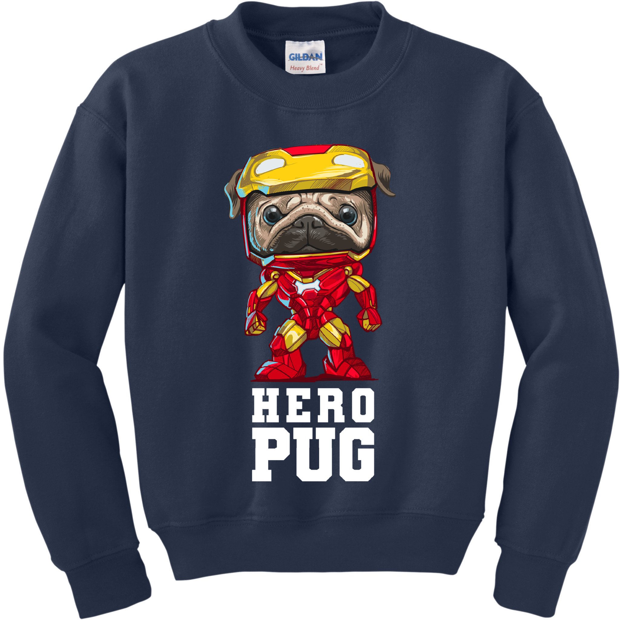 Hero Iron Pug Funny Spoof Kids Sweatshirt