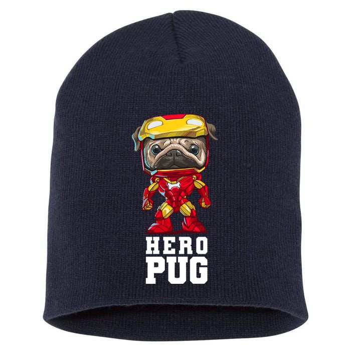 Hero Iron Pug Funny Spoof Short Acrylic Beanie