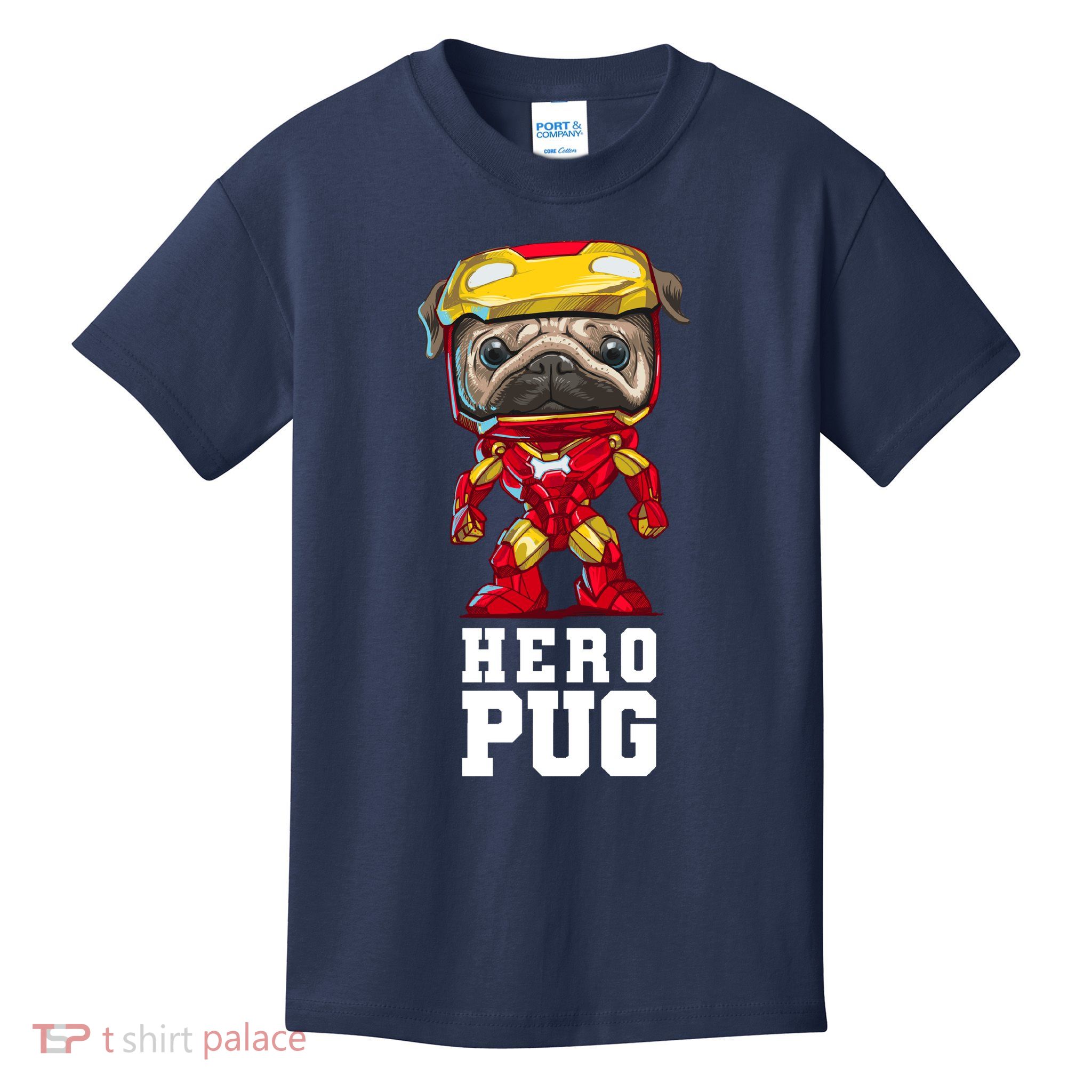 Hero Iron Pug Funny Spoof Kids T-Shirt
