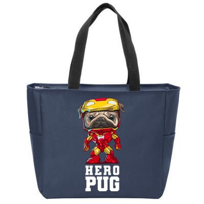 Hero Iron Pug Funny Spoof Zip Tote Bag