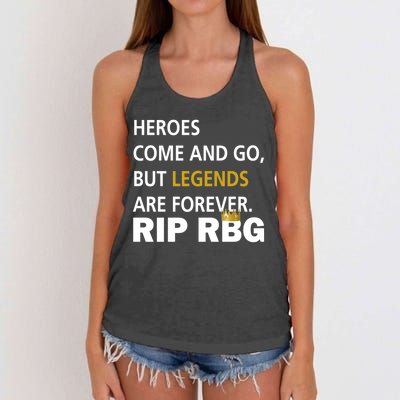 Heroes Come And Go Legends Are Forever RIP RBG Women's Knotted Racerback Tank