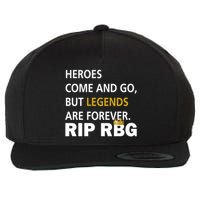 Heroes Come And Go Legends Are Forever RIP RBG Wool Snapback Cap