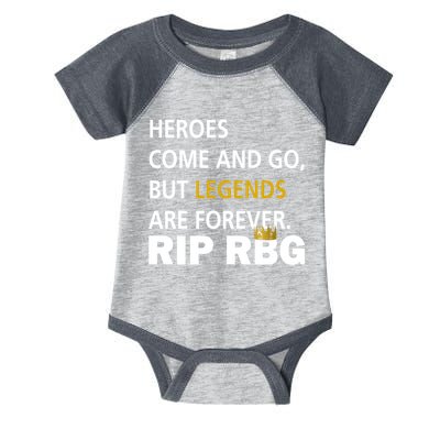 Heroes Come And Go Legends Are Forever RIP RBG Infant Baby Jersey Bodysuit