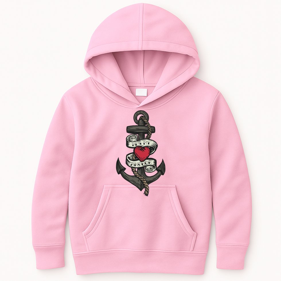 He's My Anchor Kids Hoodie