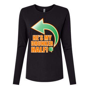 He's My Drunker Half Funny St. Patrick's Day Drinking Womens Cotton Relaxed Long Sleeve T-Shirt