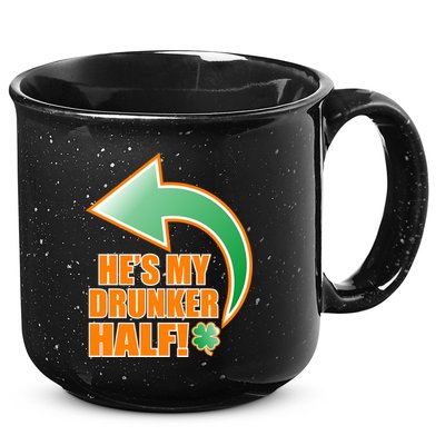 He's My Drunker Half Funny St. Patrick's Day Drinking 15oz Campfire Ceramic Mug