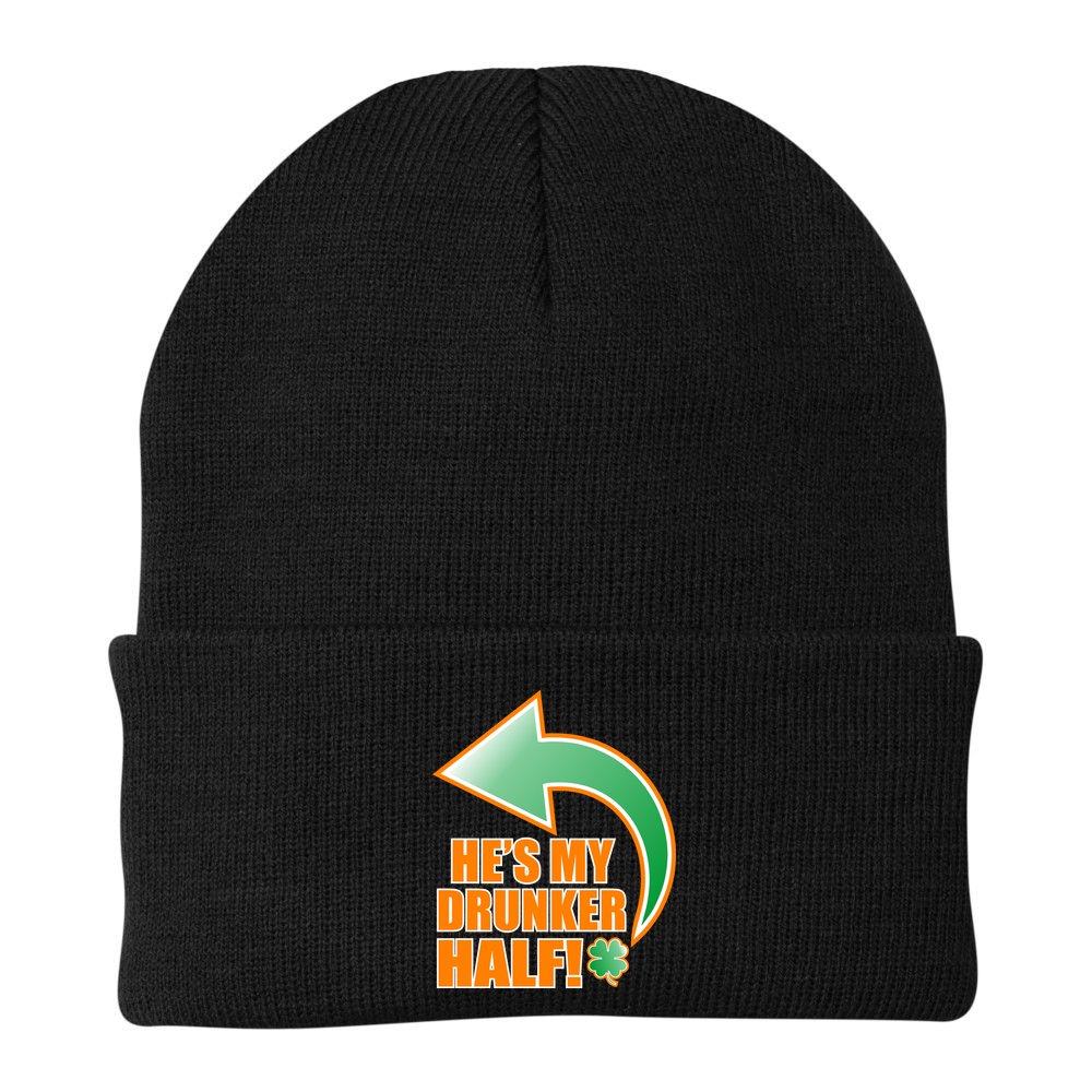 He's My Drunker Half Funny St. Patrick's Day Drinking Beanie